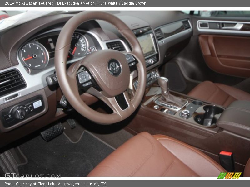 Pure White / Saddle Brown 2014 Volkswagen Touareg TDI Executive 4Motion