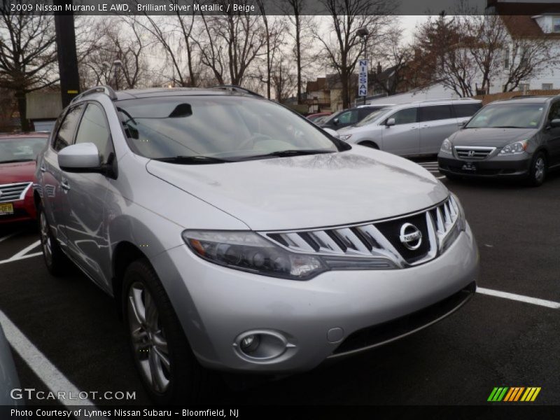 Brilliant Silver Metallic / Beige 2009 Nissan Murano LE AWD