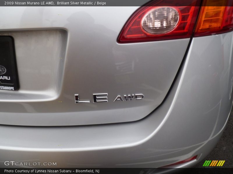 Brilliant Silver Metallic / Beige 2009 Nissan Murano LE AWD