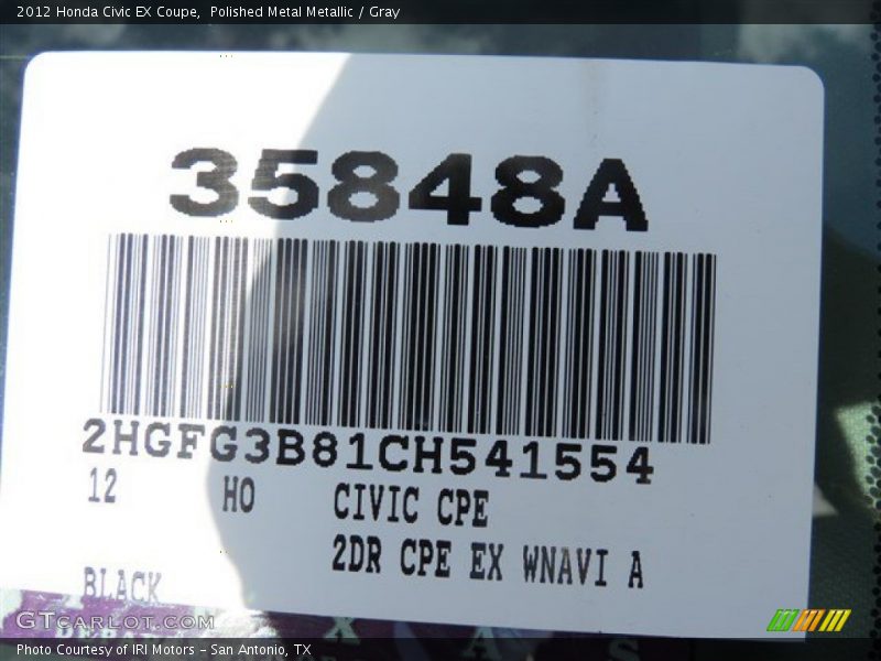 Polished Metal Metallic / Gray 2012 Honda Civic EX Coupe