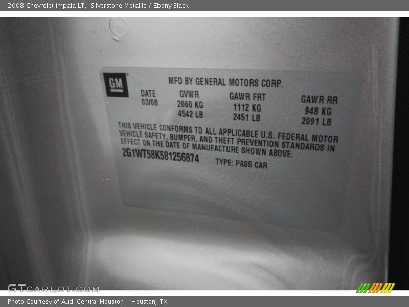 Silverstone Metallic / Ebony Black 2008 Chevrolet Impala LT