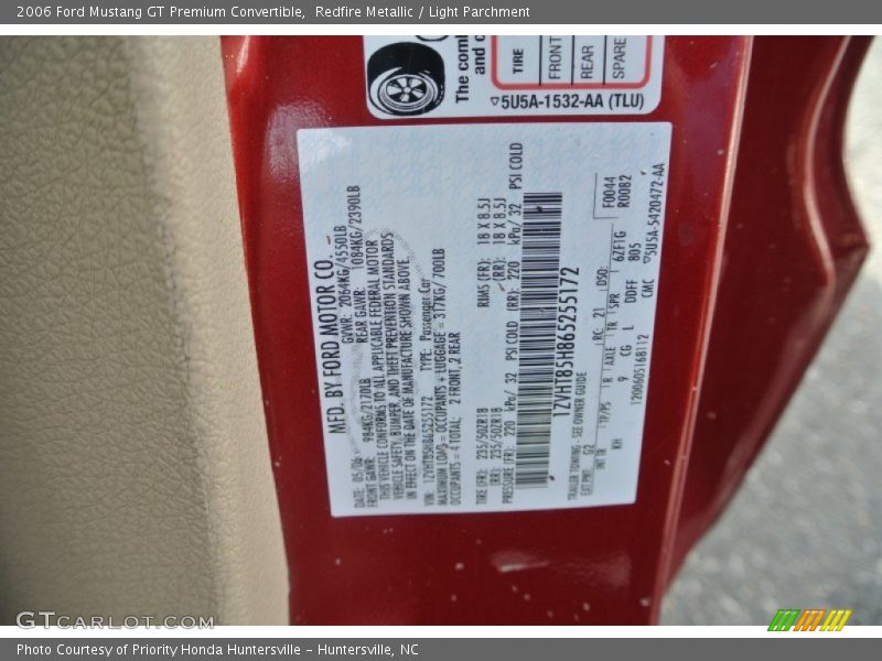 Redfire Metallic / Light Parchment 2006 Ford Mustang GT Premium Convertible