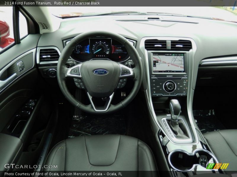 Ruby Red / Charcoal Black 2014 Ford Fusion Titanium