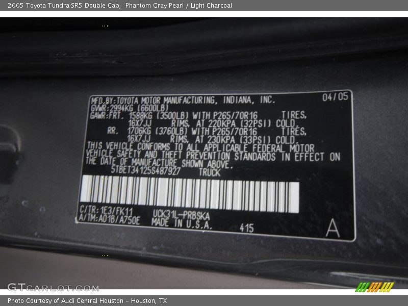 Phantom Gray Pearl / Light Charcoal 2005 Toyota Tundra SR5 Double Cab