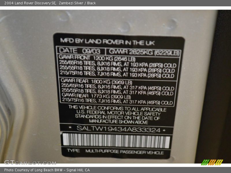 Zambezi Silver / Black 2004 Land Rover Discovery SE