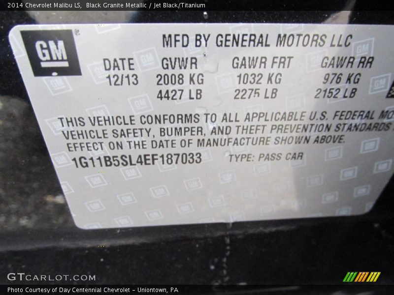 Black Granite Metallic / Jet Black/Titanium 2014 Chevrolet Malibu LS