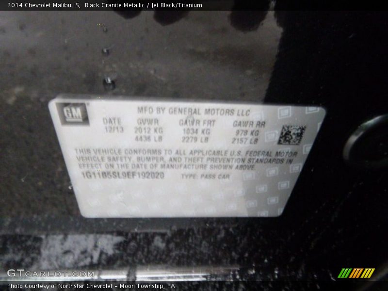 Black Granite Metallic / Jet Black/Titanium 2014 Chevrolet Malibu LS