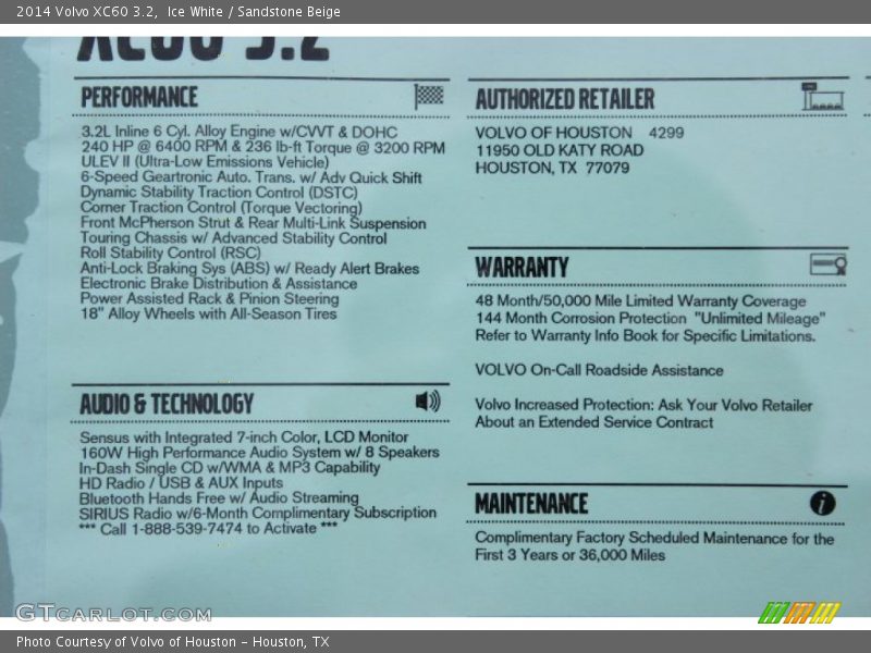 Ice White / Sandstone Beige 2014 Volvo XC60 3.2