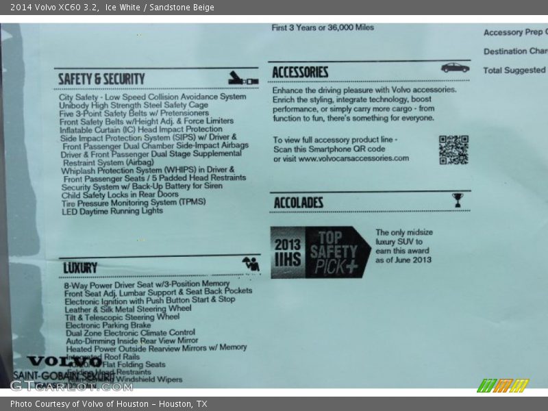 Ice White / Sandstone Beige 2014 Volvo XC60 3.2