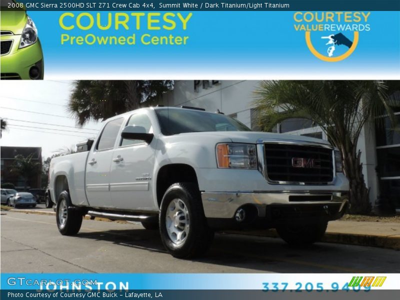 Summit White / Dark Titanium/Light Titanium 2008 GMC Sierra 2500HD SLT Z71 Crew Cab 4x4