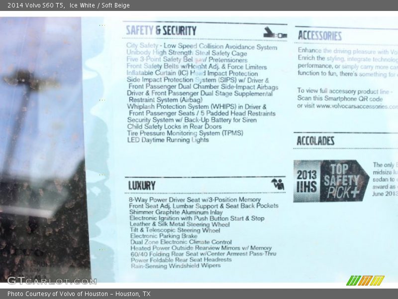 Ice White / Soft Beige 2014 Volvo S60 T5