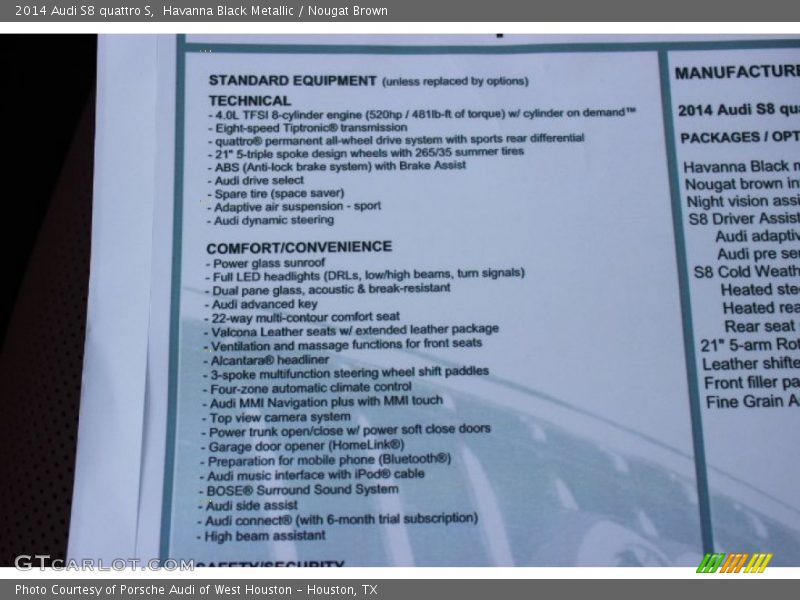  2014 S8 quattro S Window Sticker