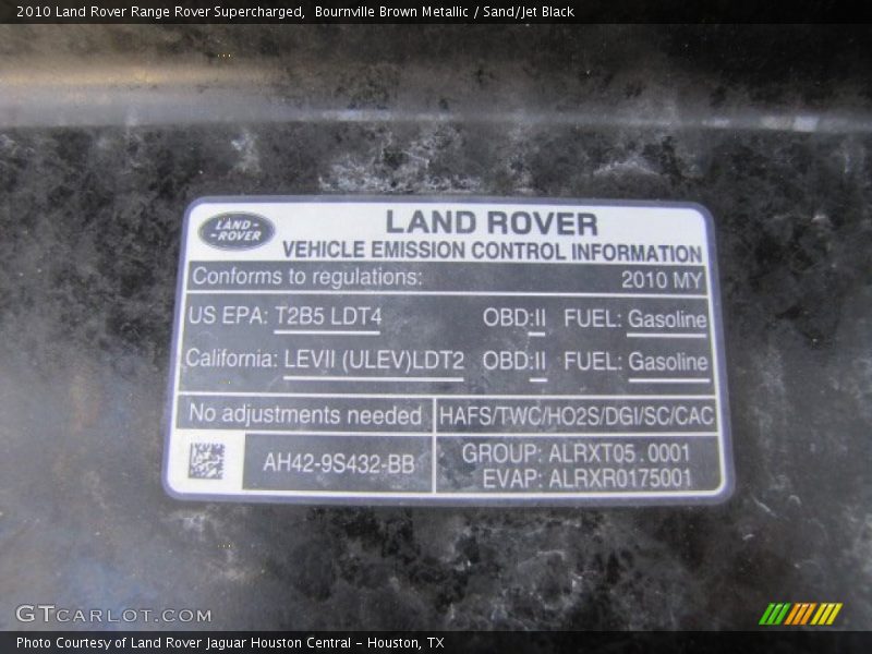 Bournville Brown Metallic / Sand/Jet Black 2010 Land Rover Range Rover Supercharged