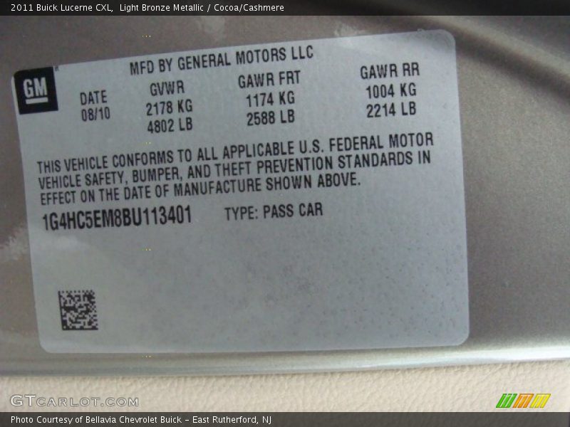 Light Bronze Metallic / Cocoa/Cashmere 2011 Buick Lucerne CXL