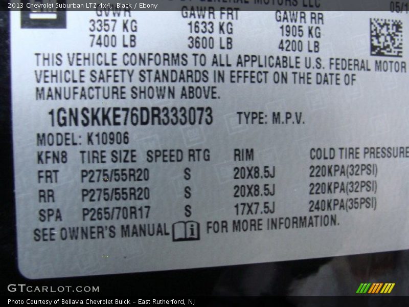 Black / Ebony 2013 Chevrolet Suburban LTZ 4x4