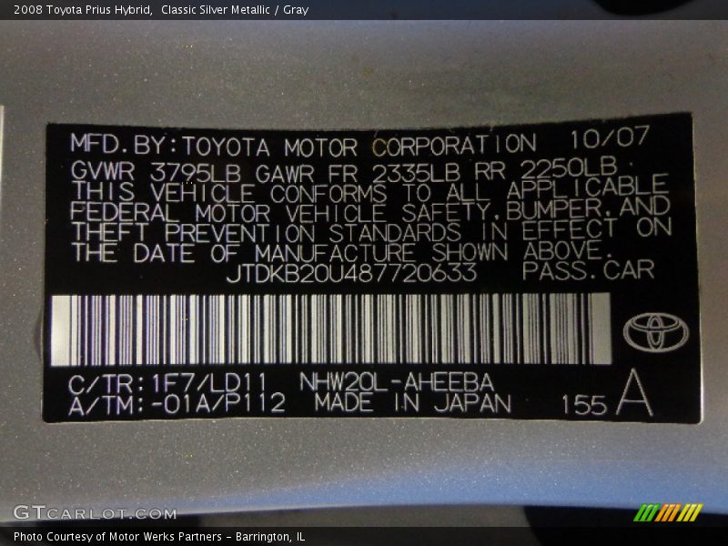 Classic Silver Metallic / Gray 2008 Toyota Prius Hybrid