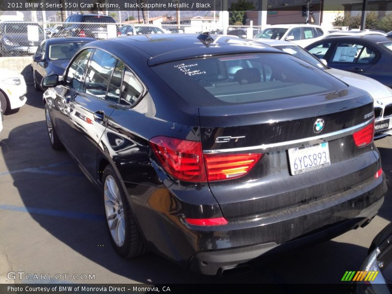 Black Sapphire Metallic / Black 2012 BMW 5 Series 550i Gran Turismo