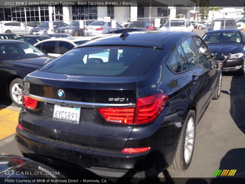Black Sapphire Metallic / Black 2012 BMW 5 Series 550i Gran Turismo