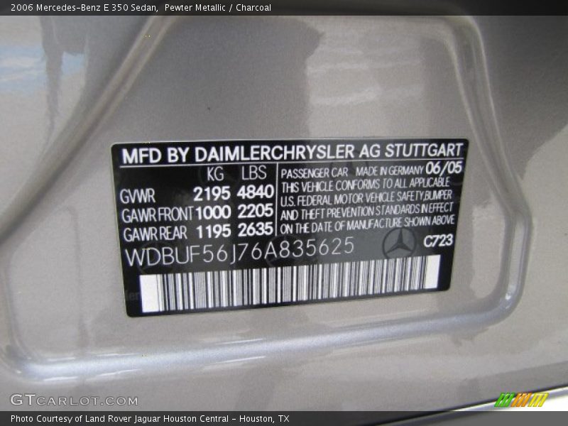 Pewter Metallic / Charcoal 2006 Mercedes-Benz E 350 Sedan