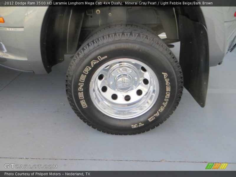 Mineral Gray Pearl / Light Pebble Beige/Bark Brown 2012 Dodge Ram 3500 HD Laramie Longhorn Mega Cab 4x4 Dually
