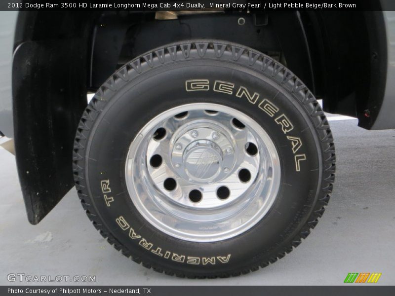 Mineral Gray Pearl / Light Pebble Beige/Bark Brown 2012 Dodge Ram 3500 HD Laramie Longhorn Mega Cab 4x4 Dually
