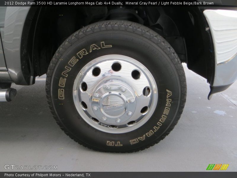 Mineral Gray Pearl / Light Pebble Beige/Bark Brown 2012 Dodge Ram 3500 HD Laramie Longhorn Mega Cab 4x4 Dually