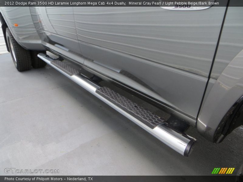 Mineral Gray Pearl / Light Pebble Beige/Bark Brown 2012 Dodge Ram 3500 HD Laramie Longhorn Mega Cab 4x4 Dually