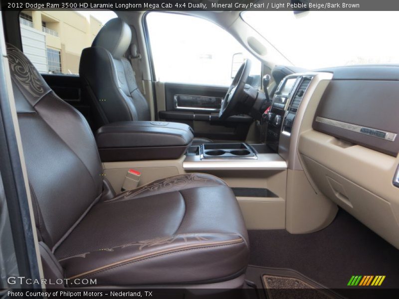 Mineral Gray Pearl / Light Pebble Beige/Bark Brown 2012 Dodge Ram 3500 HD Laramie Longhorn Mega Cab 4x4 Dually