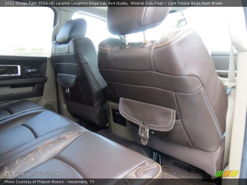 Mineral Gray Pearl / Light Pebble Beige/Bark Brown 2012 Dodge Ram 3500 HD Laramie Longhorn Mega Cab 4x4 Dually