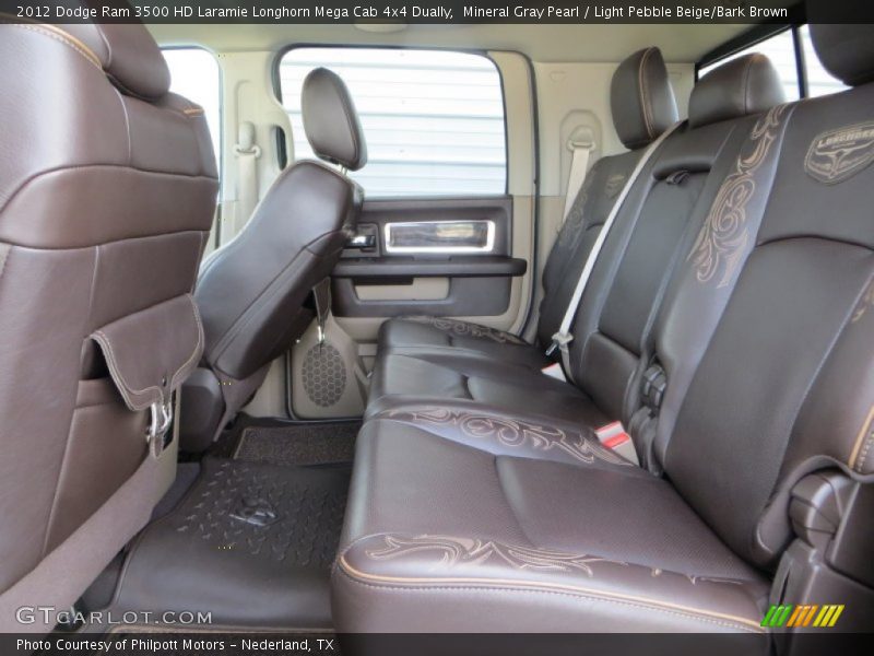 Mineral Gray Pearl / Light Pebble Beige/Bark Brown 2012 Dodge Ram 3500 HD Laramie Longhorn Mega Cab 4x4 Dually