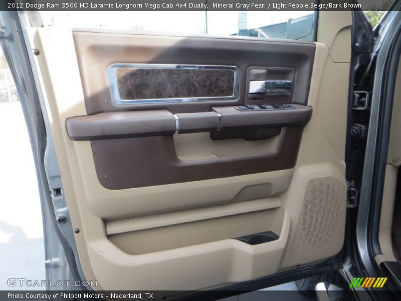 Mineral Gray Pearl / Light Pebble Beige/Bark Brown 2012 Dodge Ram 3500 HD Laramie Longhorn Mega Cab 4x4 Dually