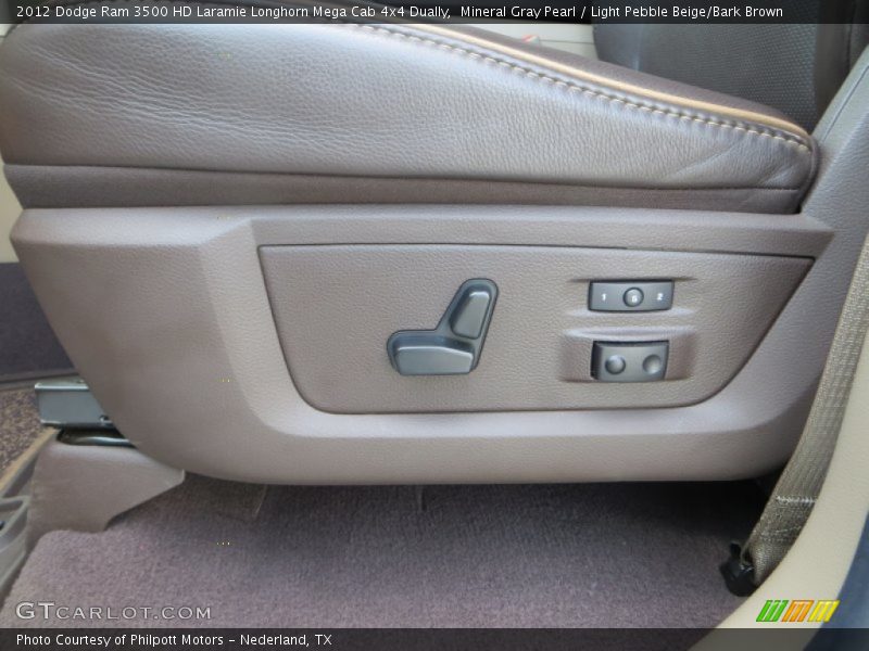 Mineral Gray Pearl / Light Pebble Beige/Bark Brown 2012 Dodge Ram 3500 HD Laramie Longhorn Mega Cab 4x4 Dually
