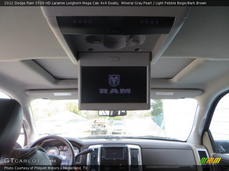 Mineral Gray Pearl / Light Pebble Beige/Bark Brown 2012 Dodge Ram 3500 HD Laramie Longhorn Mega Cab 4x4 Dually