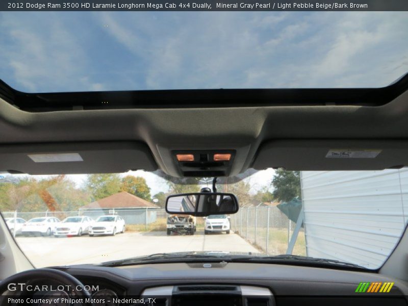 Mineral Gray Pearl / Light Pebble Beige/Bark Brown 2012 Dodge Ram 3500 HD Laramie Longhorn Mega Cab 4x4 Dually