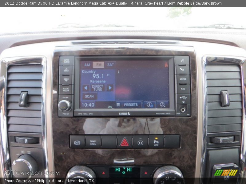 Mineral Gray Pearl / Light Pebble Beige/Bark Brown 2012 Dodge Ram 3500 HD Laramie Longhorn Mega Cab 4x4 Dually
