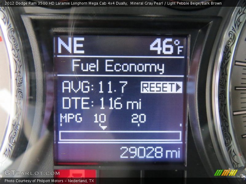 Mineral Gray Pearl / Light Pebble Beige/Bark Brown 2012 Dodge Ram 3500 HD Laramie Longhorn Mega Cab 4x4 Dually