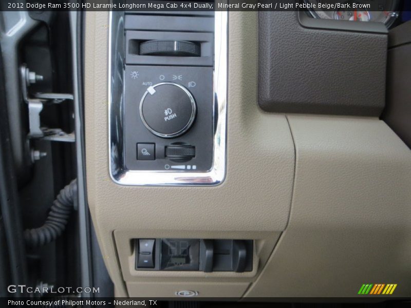 Mineral Gray Pearl / Light Pebble Beige/Bark Brown 2012 Dodge Ram 3500 HD Laramie Longhorn Mega Cab 4x4 Dually