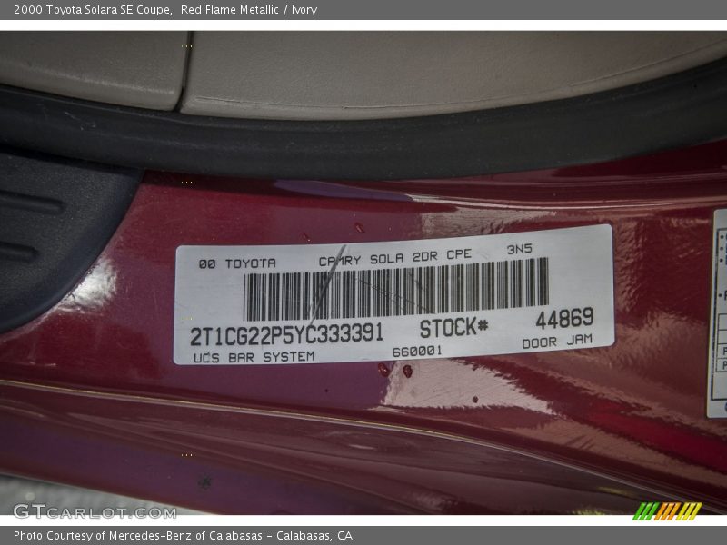 Red Flame Metallic / Ivory 2000 Toyota Solara SE Coupe