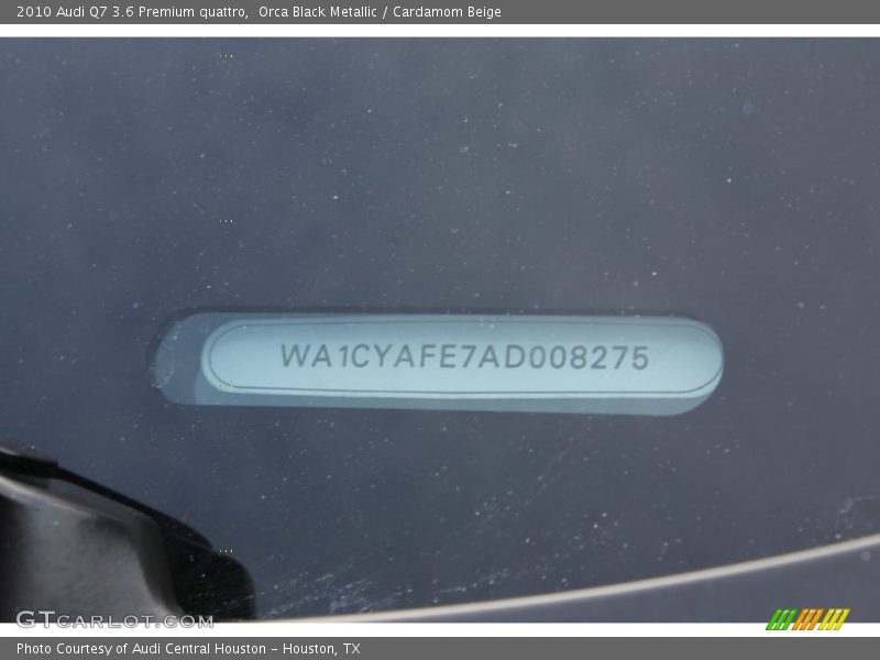 Orca Black Metallic / Cardamom Beige 2010 Audi Q7 3.6 Premium quattro