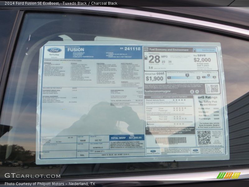 Tuxedo Black / Charcoal Black 2014 Ford Fusion SE EcoBoost