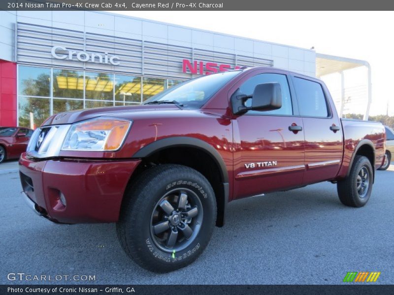 Cayenne Red / Pro-4X Charcoal 2014 Nissan Titan Pro-4X Crew Cab 4x4