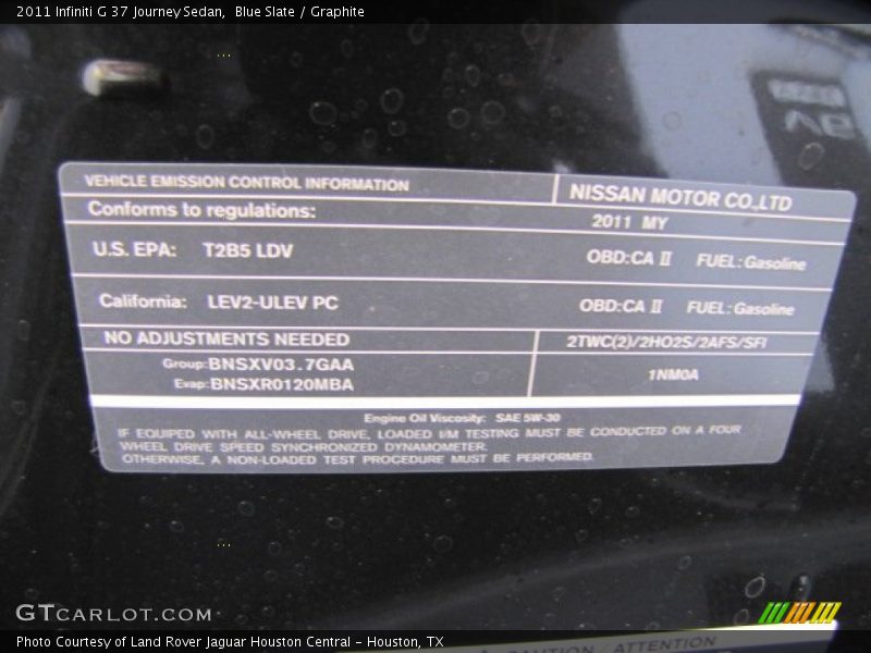 Blue Slate / Graphite 2011 Infiniti G 37 Journey Sedan
