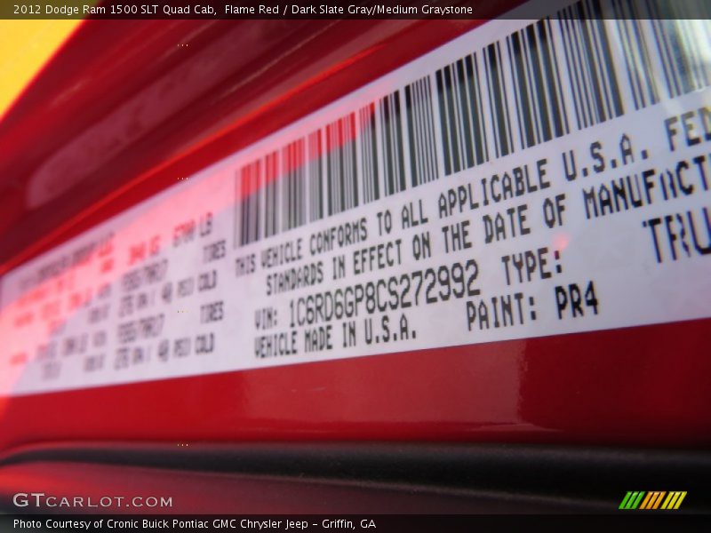 Flame Red / Dark Slate Gray/Medium Graystone 2012 Dodge Ram 1500 SLT Quad Cab