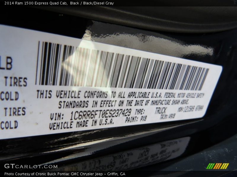 Black / Black/Diesel Gray 2014 Ram 1500 Express Quad Cab