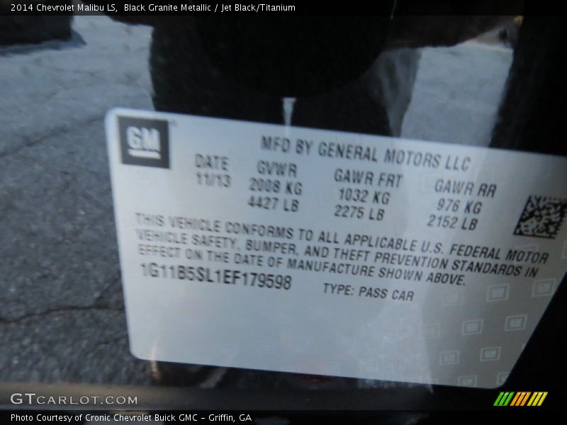Black Granite Metallic / Jet Black/Titanium 2014 Chevrolet Malibu LS