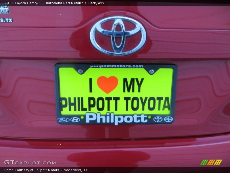 Barcelona Red Metallic / Black/Ash 2012 Toyota Camry SE