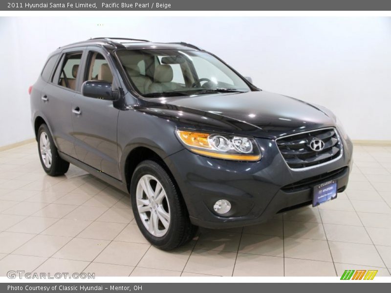 Pacific Blue Pearl / Beige 2011 Hyundai Santa Fe Limited