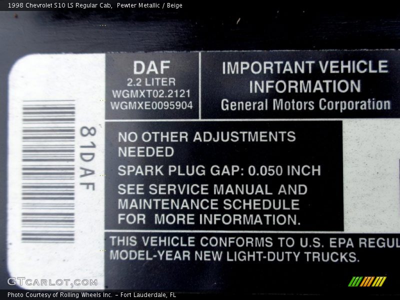 Pewter Metallic / Beige 1998 Chevrolet S10 LS Regular Cab