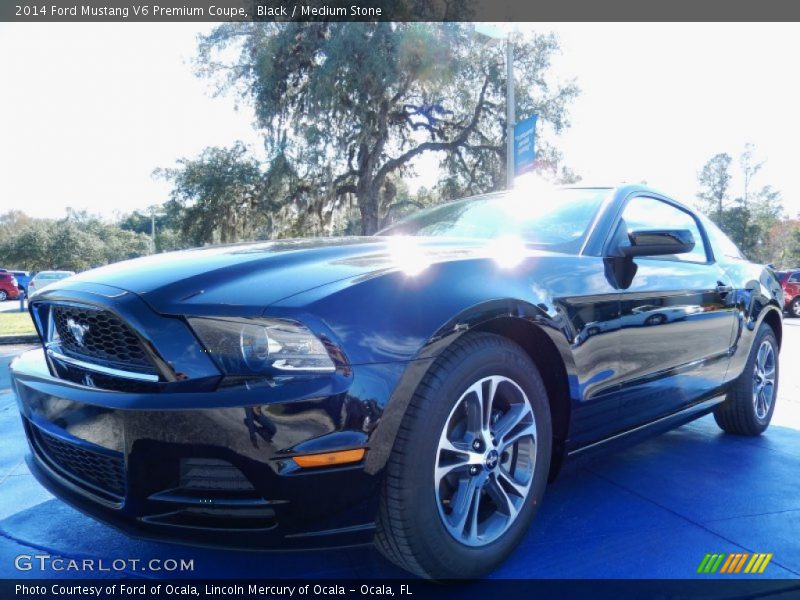 Black / Medium Stone 2014 Ford Mustang V6 Premium Coupe