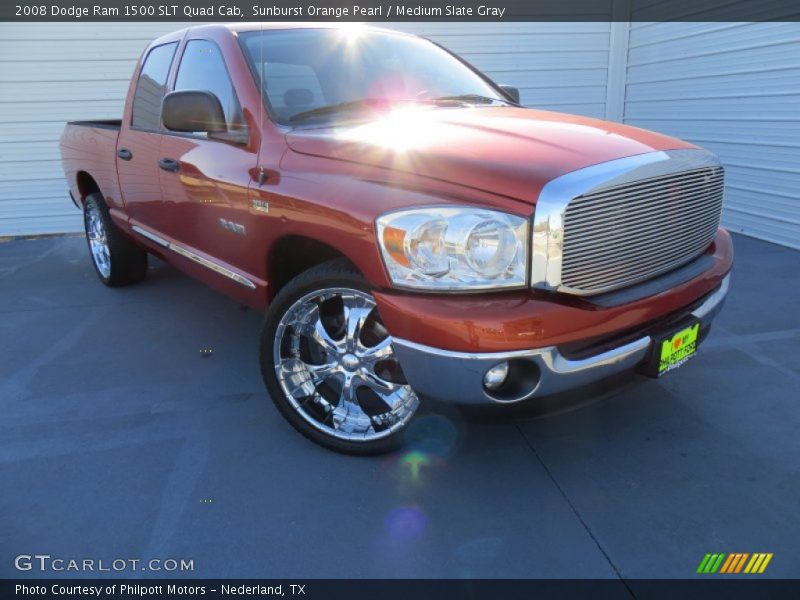 Sunburst Orange Pearl / Medium Slate Gray 2008 Dodge Ram 1500 SLT Quad Cab